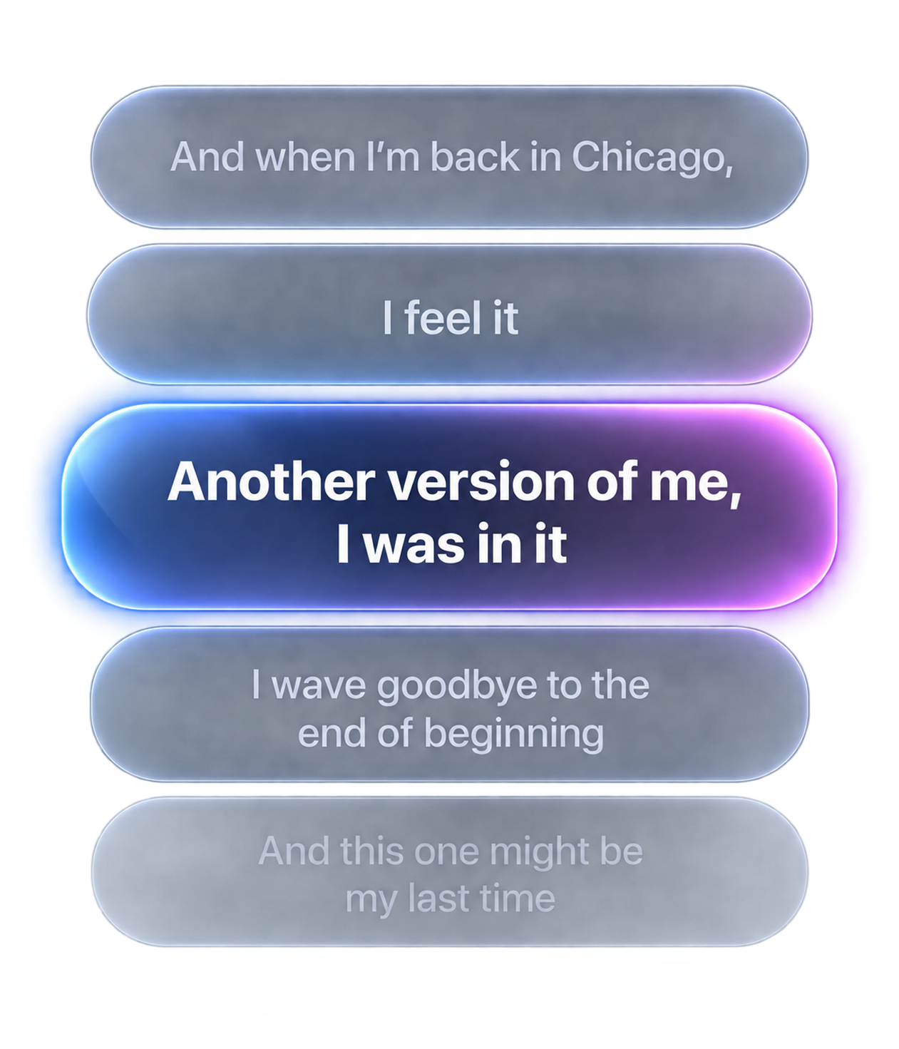 A lyric display with the current line highlighted.